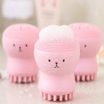 Brosse nettoyante pour le visage rose en forme de petit poulpe